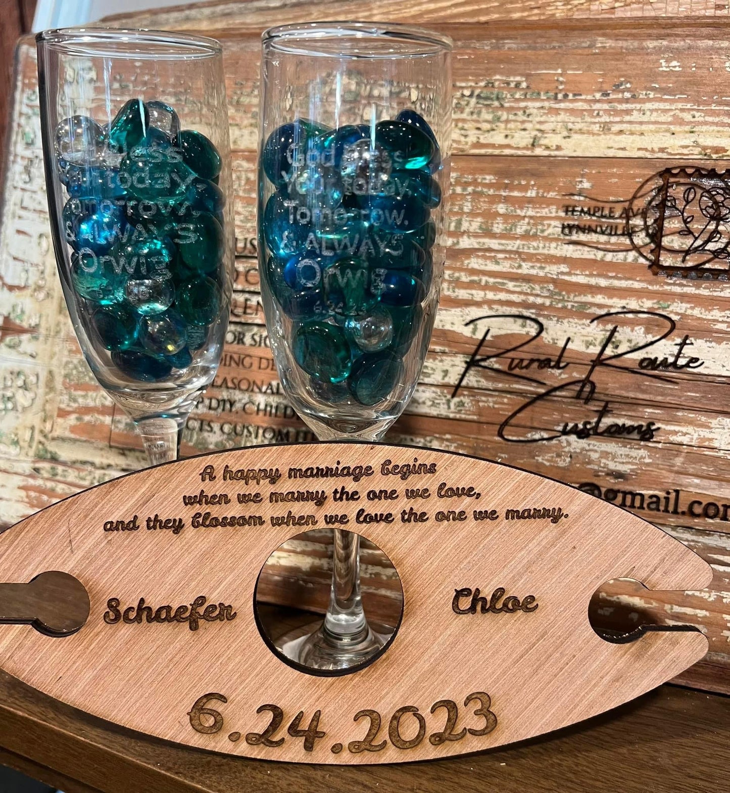 Custom wine bottle/glass holder
