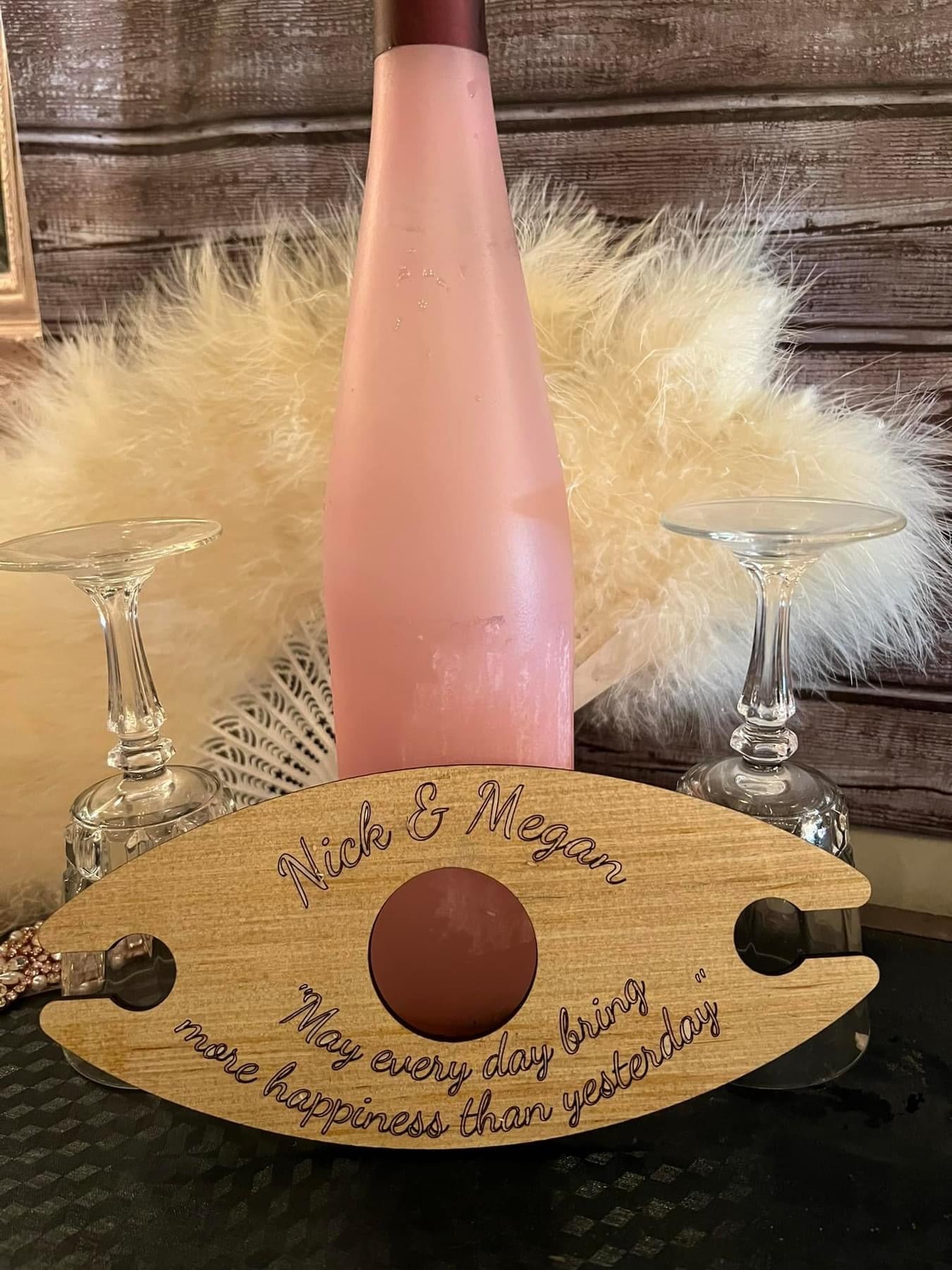 Custom wine bottle/glass holder