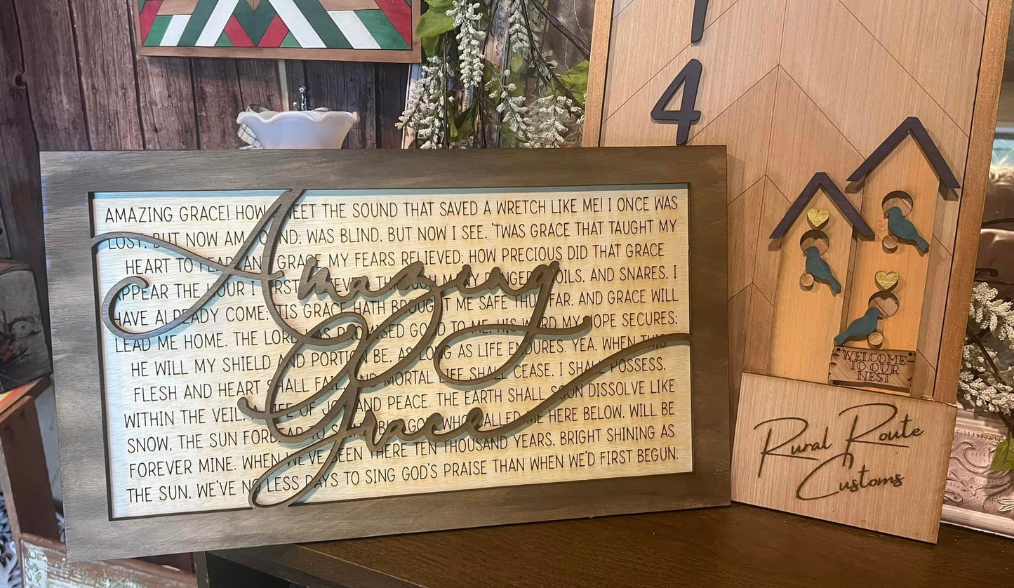 Laser Engraved Amazing Grace