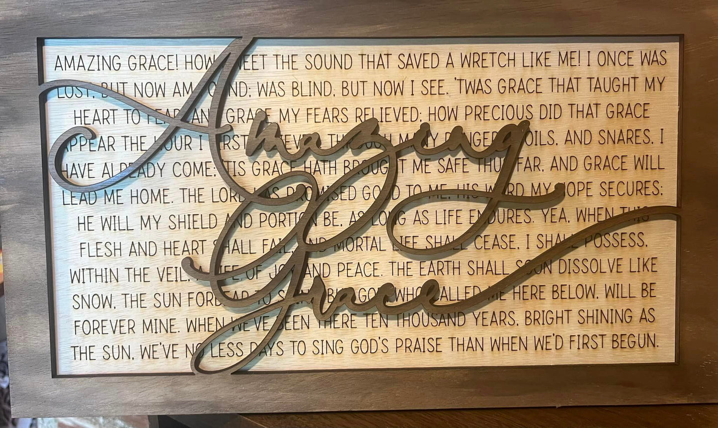 Laser Engraved Amazing Grace